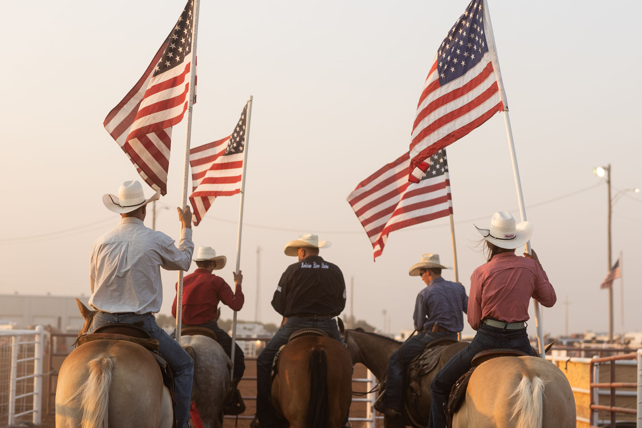 Flag riders lined up for the grand entry