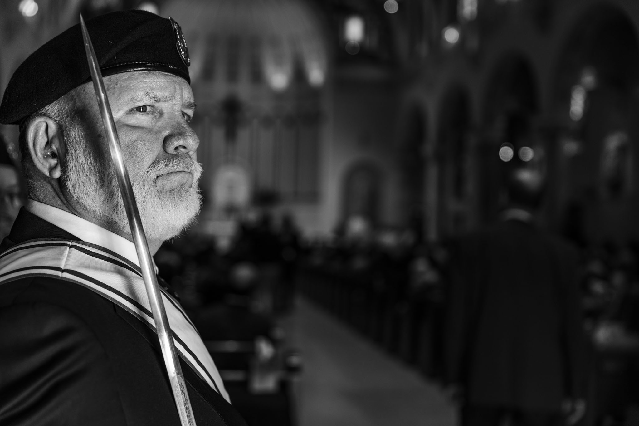Bishop holding his crozier during Mass
